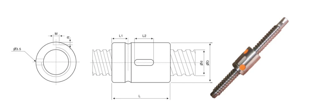 SCI cylindrical ball screw nut structure and dimension drawing SCI cylindrical ball screw nut structure and dimension drawing